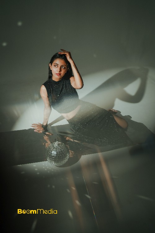 Yadvi Black Dress Sitting On Floor